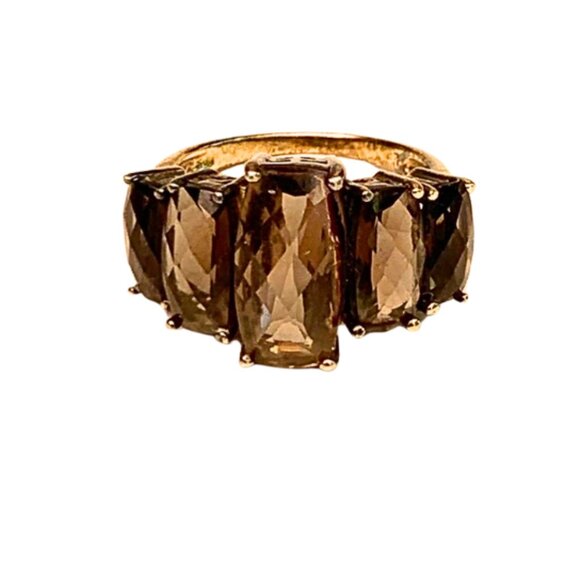 Vintage Faceted Smoky Quartz Sterling Ring - Picture 1 of 6
